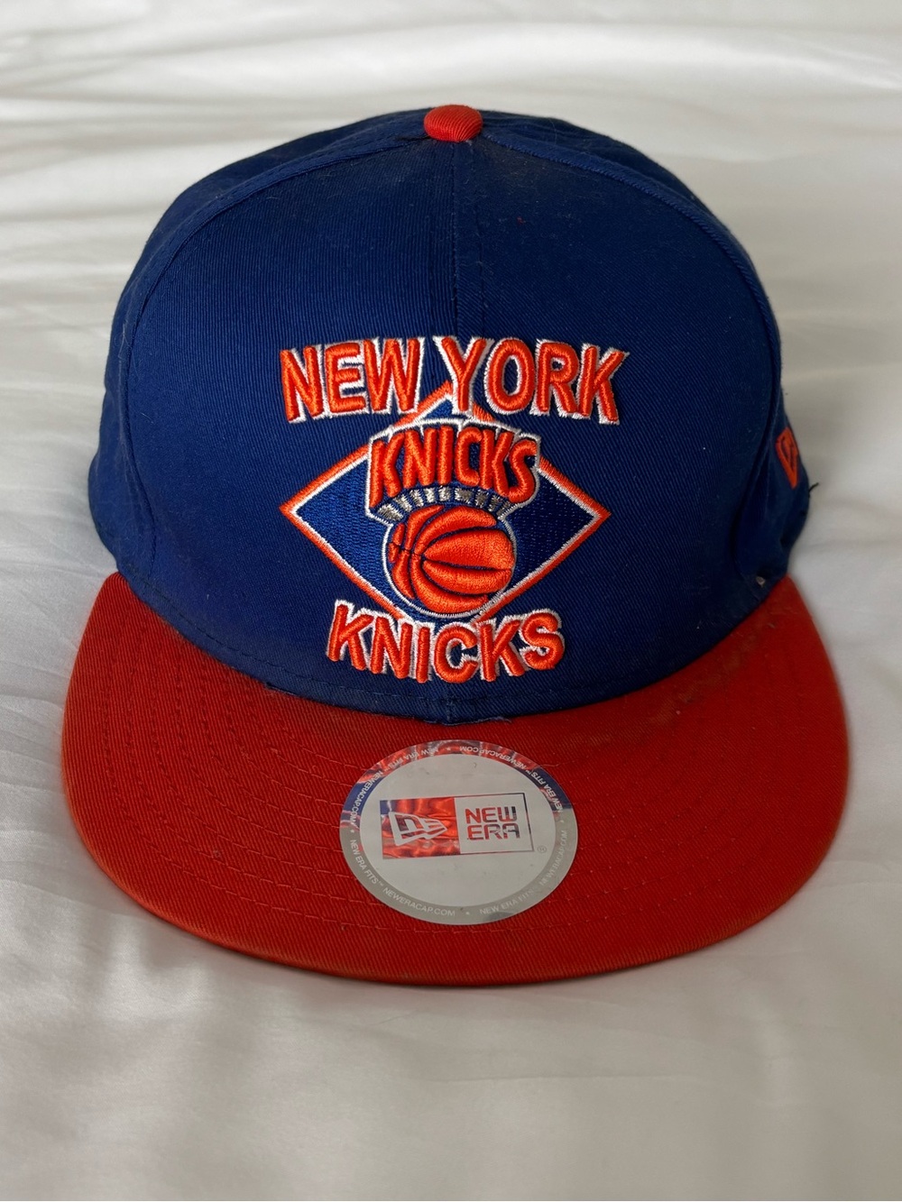 New Era New York Knicks Blue and Orange Snapback Hat - Picture 6 of 6
